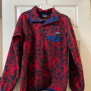 Patagonia Red and Blue Floral Pullover